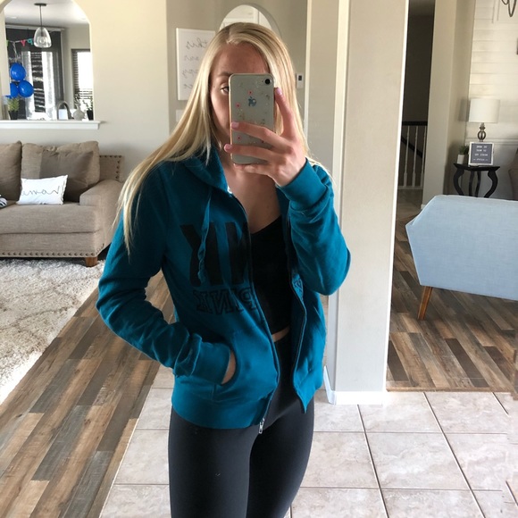 PINK VS teal zip up! Size S - Picture 2 of 6